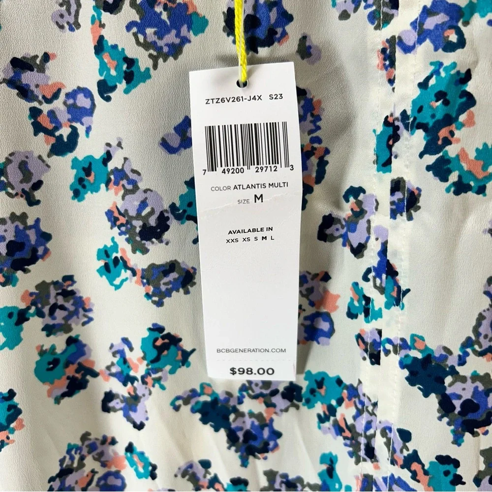 BCBGeneration Atlantis Cont Pocket Dress Shift Cap Sleeve Floral Print Size M - Picture 10 of 11